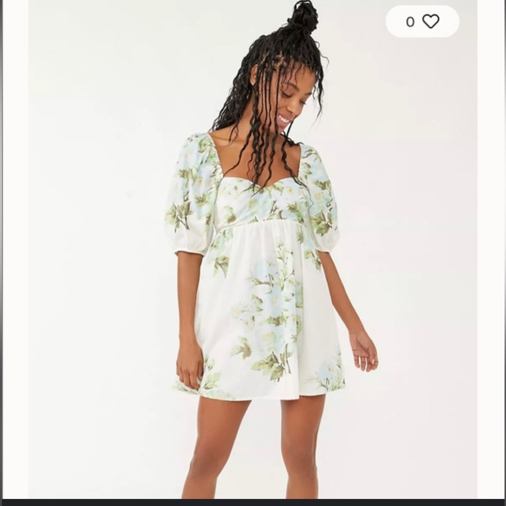 Free People peony babydoll smock dress in ivory floral